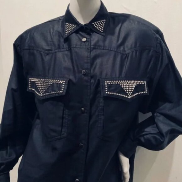 RARE The 1 East Custom Collection Vintage 80s Studded Western Top Size M - Picture 1 of 5